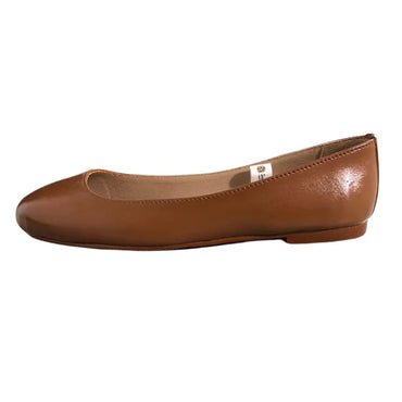 Women's Sanis Brown Leather Slip-On Flats Sanis Shoes