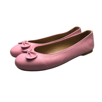 Sanis Pink Leather Flats with Bows Women's Sanis Shoes