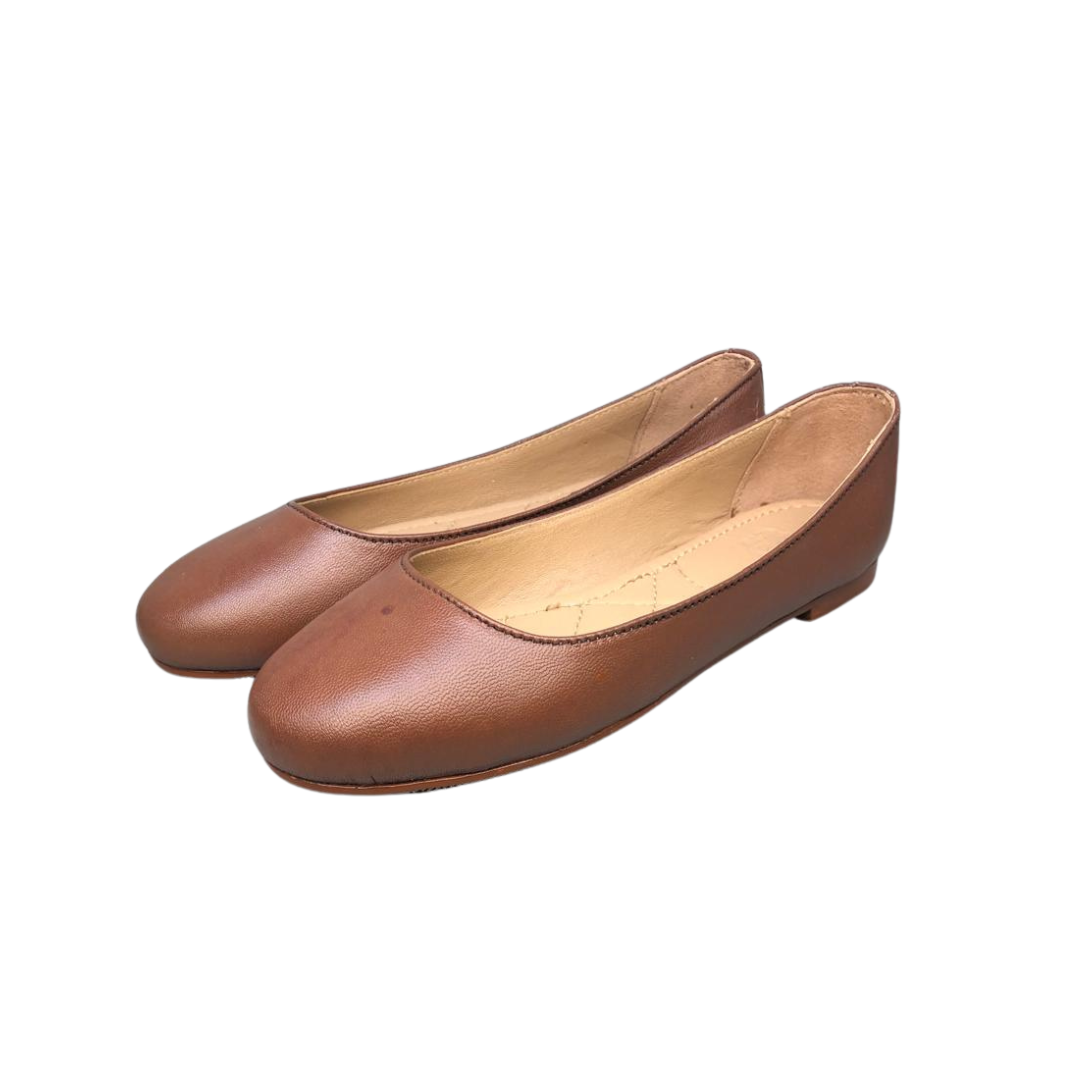 Sanis Girls Brown Leather Ballet Flats Sanis Shoes