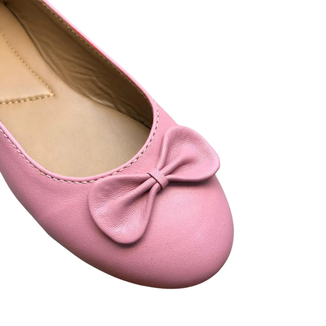 Sanis Pink Leather Flats with Bows Women's Sanis Shoes