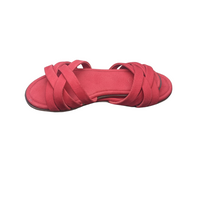 Red Sueda Cross-Strap Slides Sanis Shoes