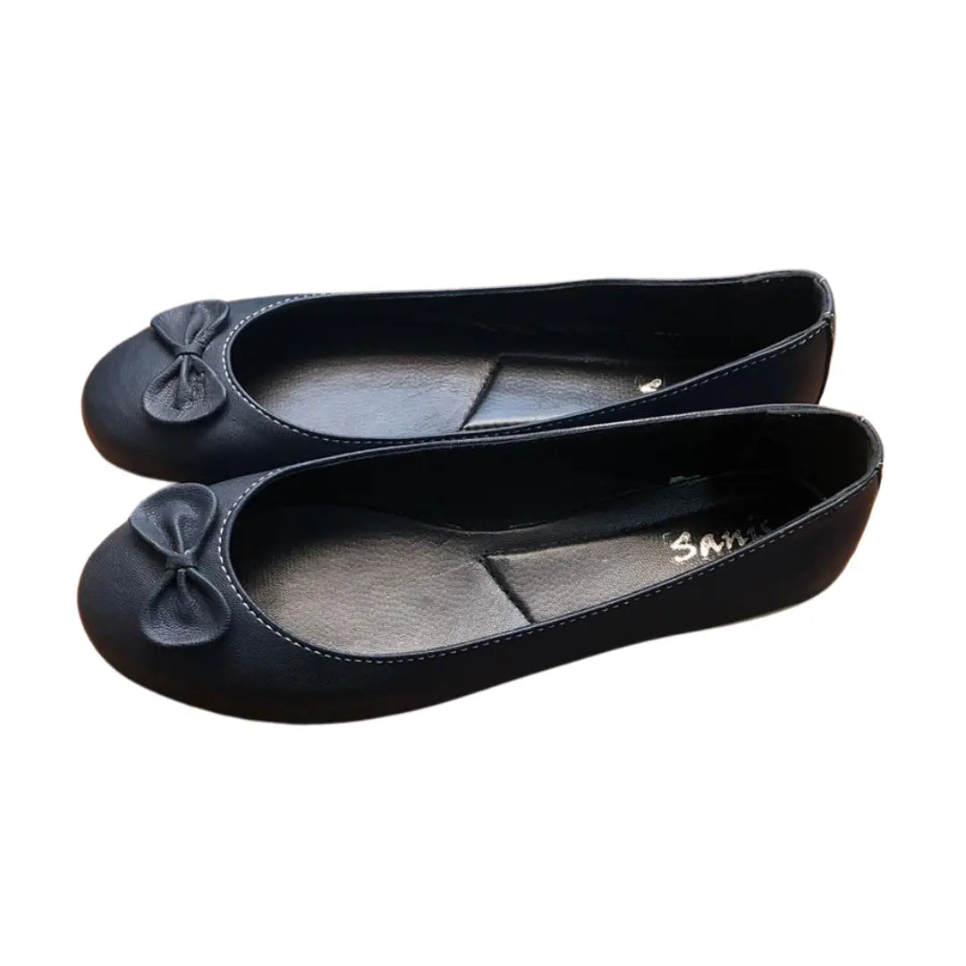 Sanis Women's Black Leather Flats Sanis Shoes