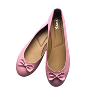 Sanis Pink Leather Flats with Bows Women's Sanis Shoes