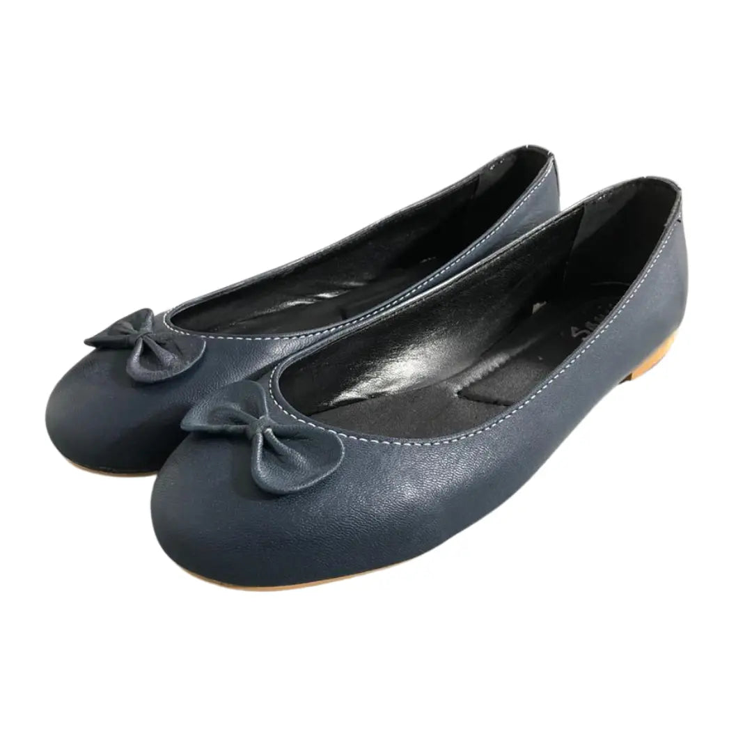 Sanis Women's Black Leather Flats Sanis Shoes